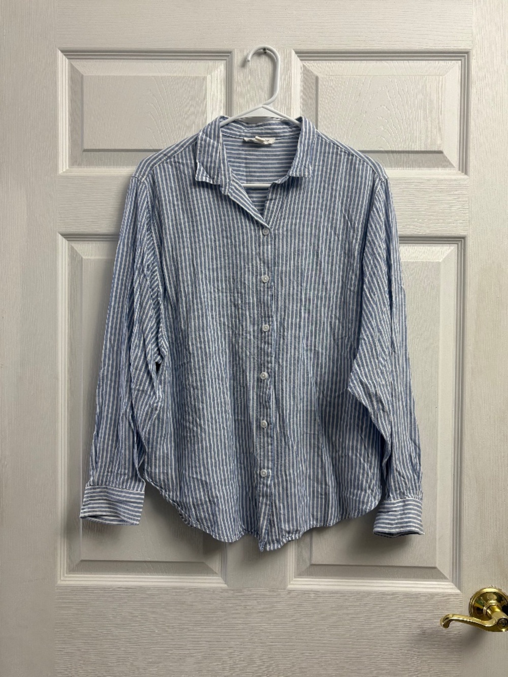 BeachLunchLounge Blue & White Striped Button Down Women's Top